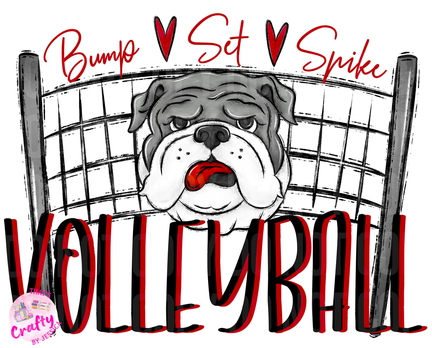 Volleyball Bulldogs Red Black PNG
