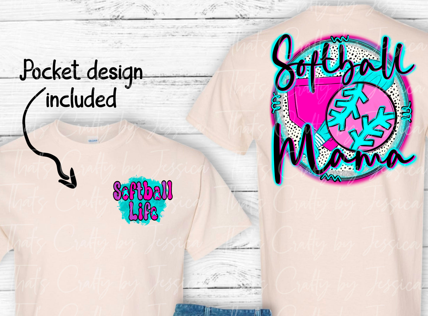 Softball Preppy Neon PNG