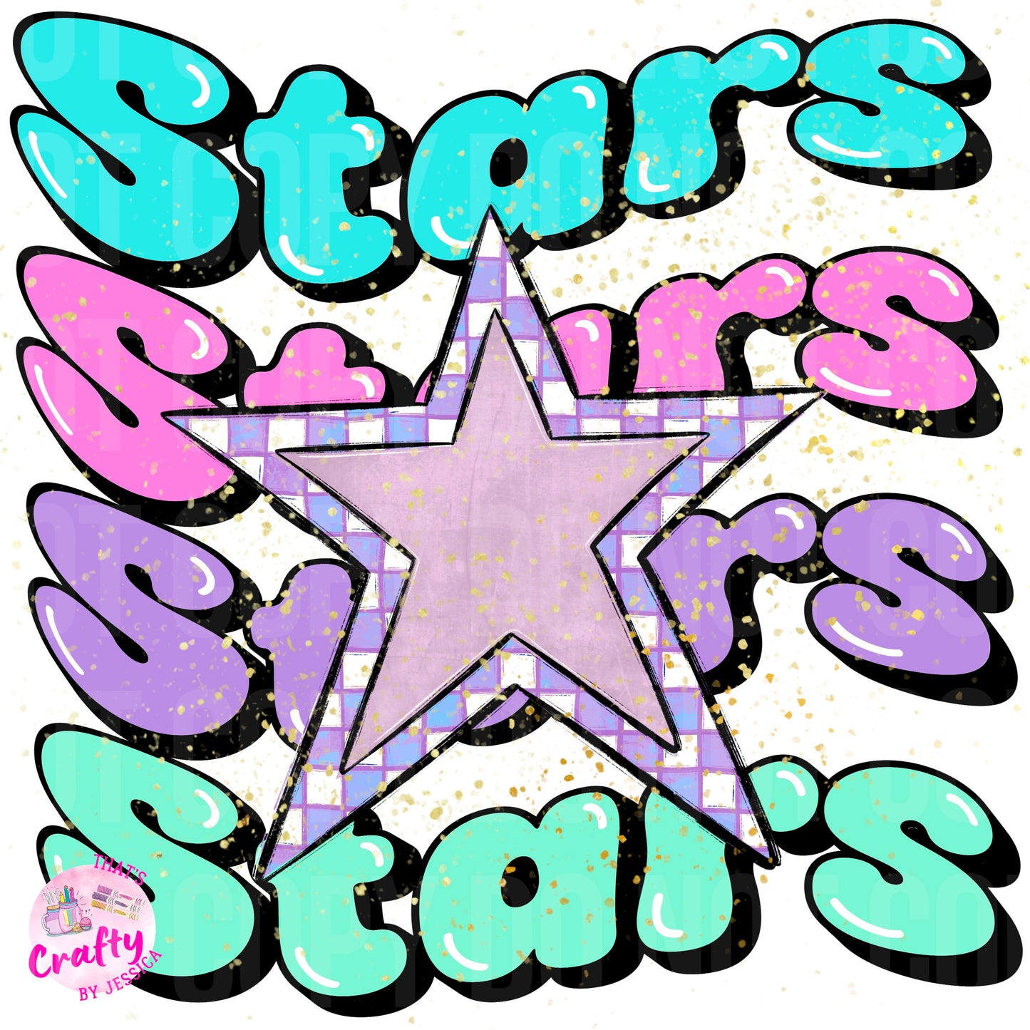Preppy Wavy Stars PNG