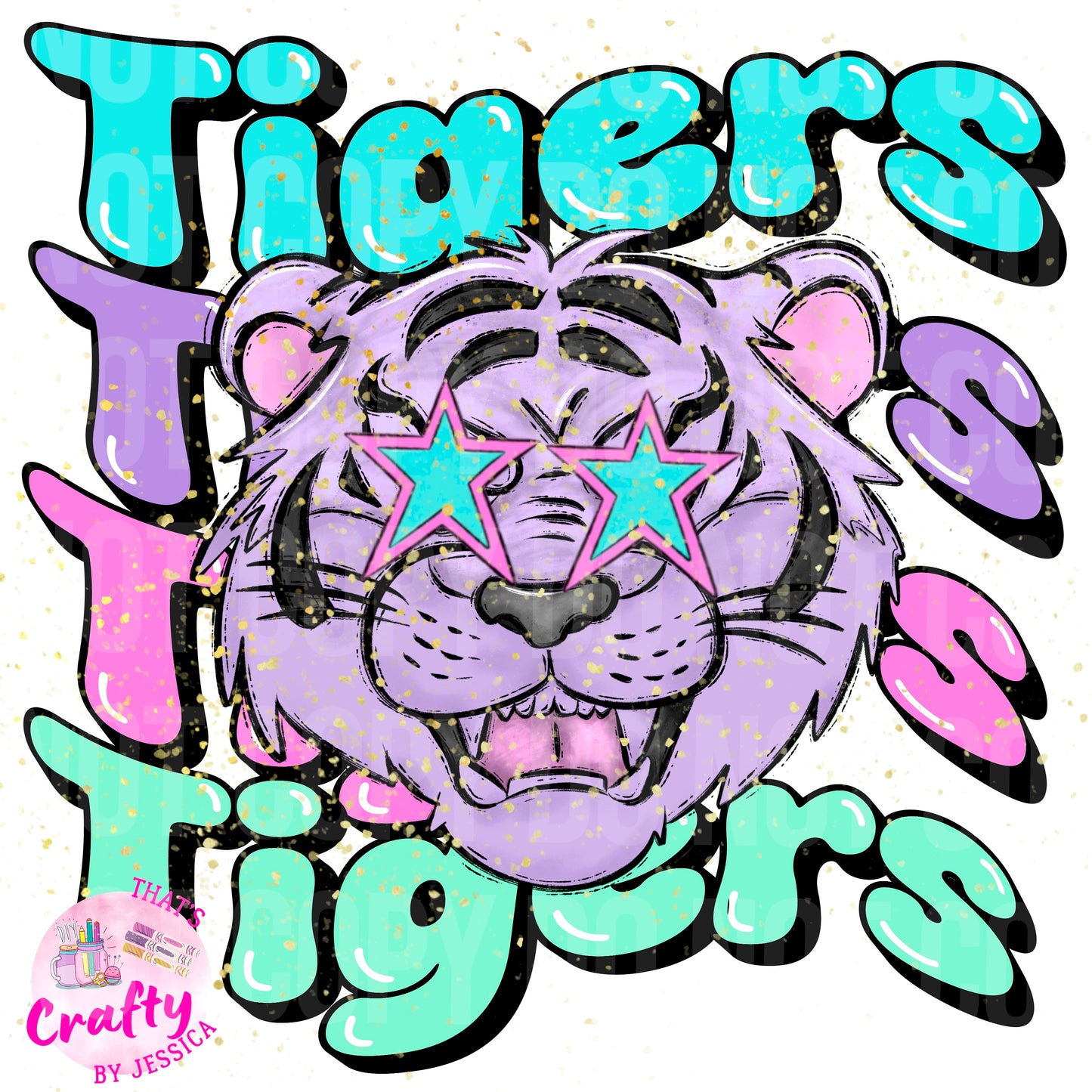 Preppy Wavy Tigers PNG