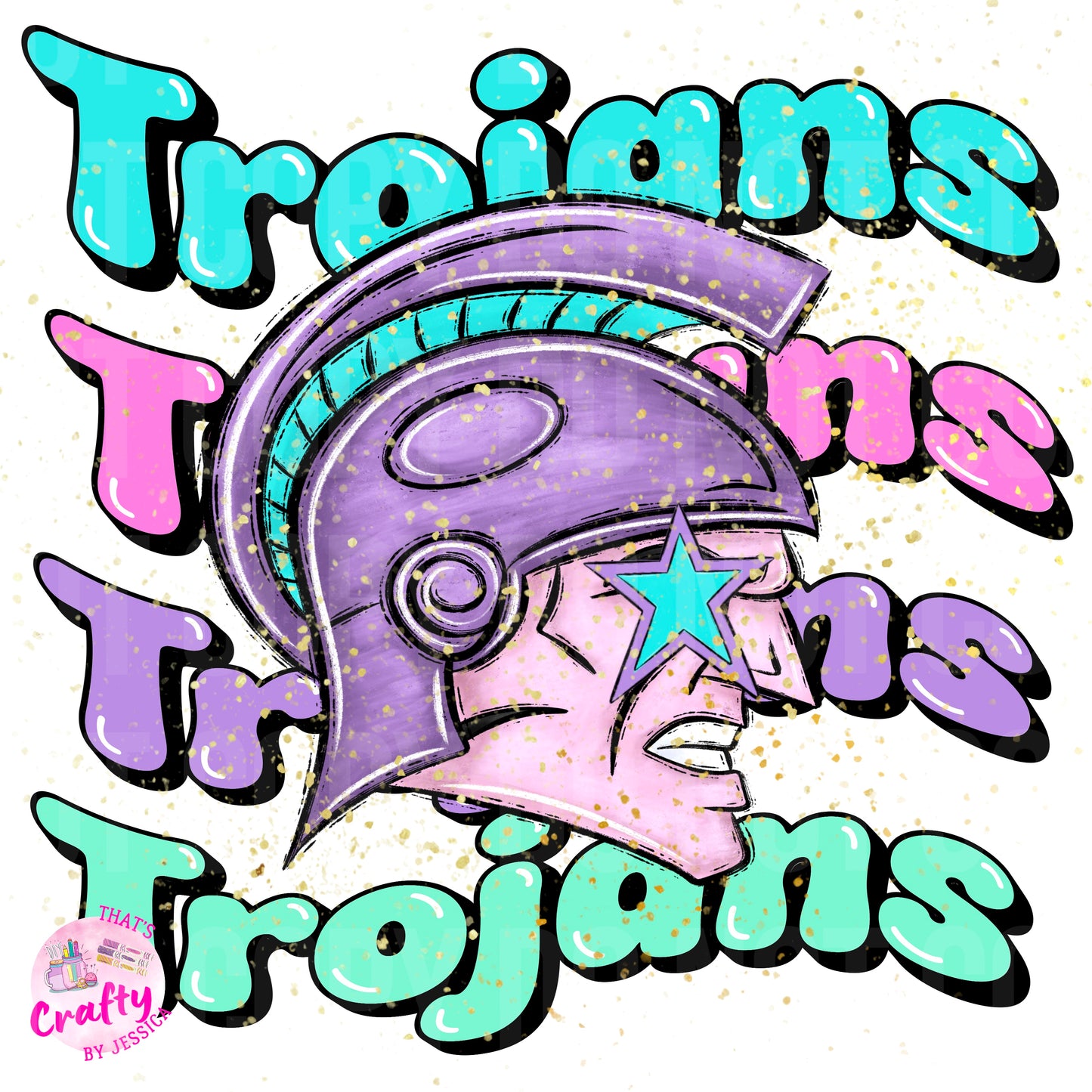 Preppy Wavy Trojans PNG