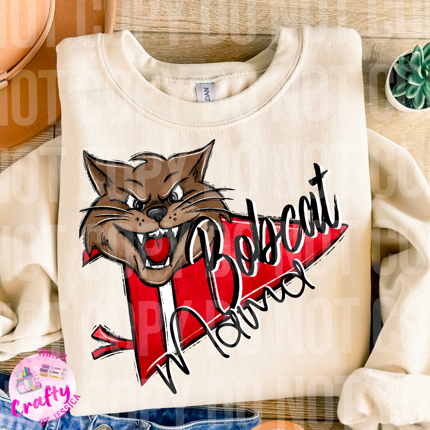 Red bobcat Mama Pennant PNG