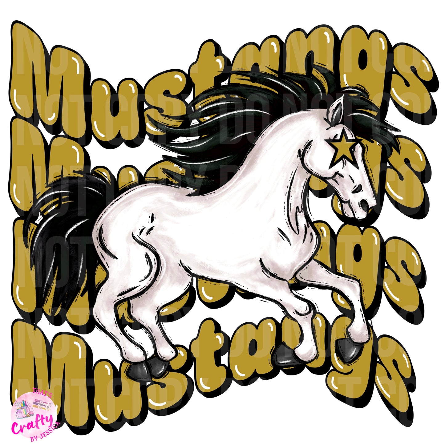 Wavy Mustangs Colts Broncos Gold/Black PNG