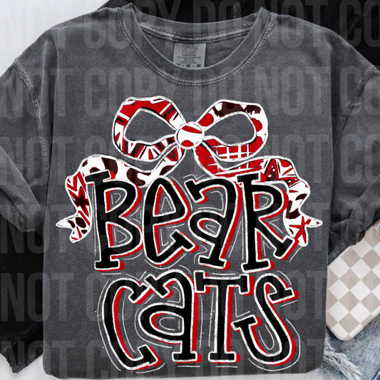 Bearcats black red bow name png