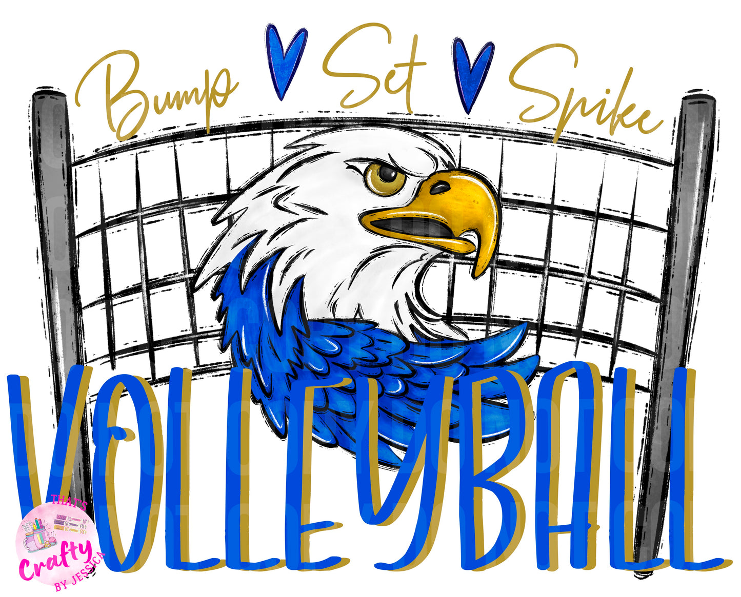 Volleyball Eagles Blue Gold PNG