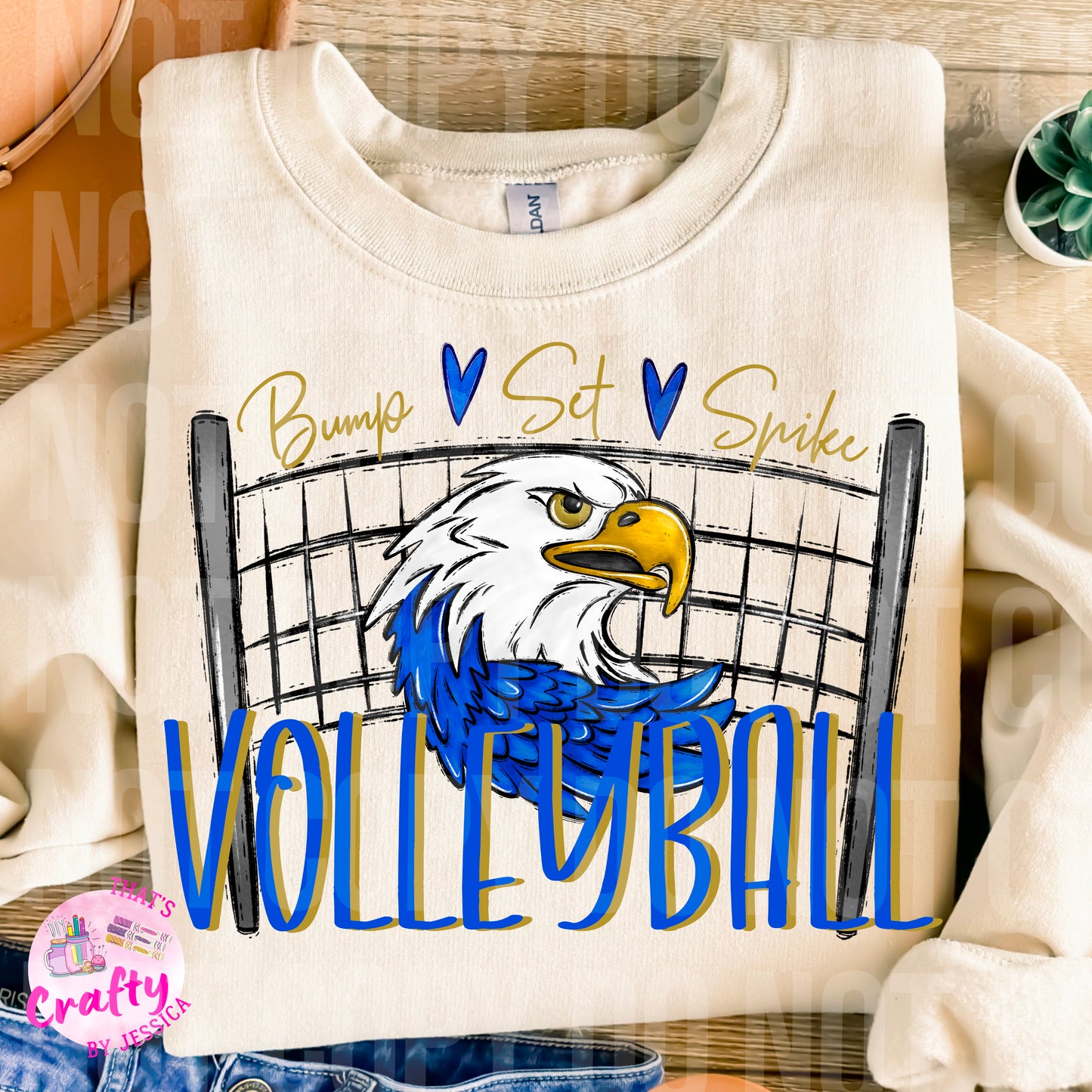 Volleyball Eagles Blue Gold PNG