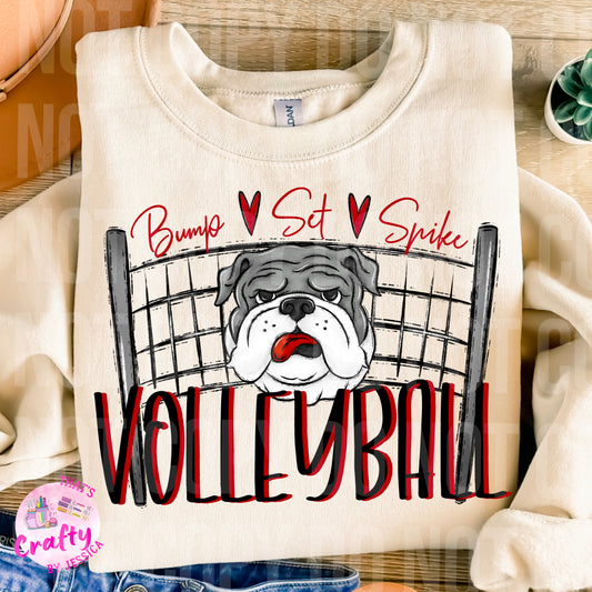 Volleyball Bulldogs Red Black PNG