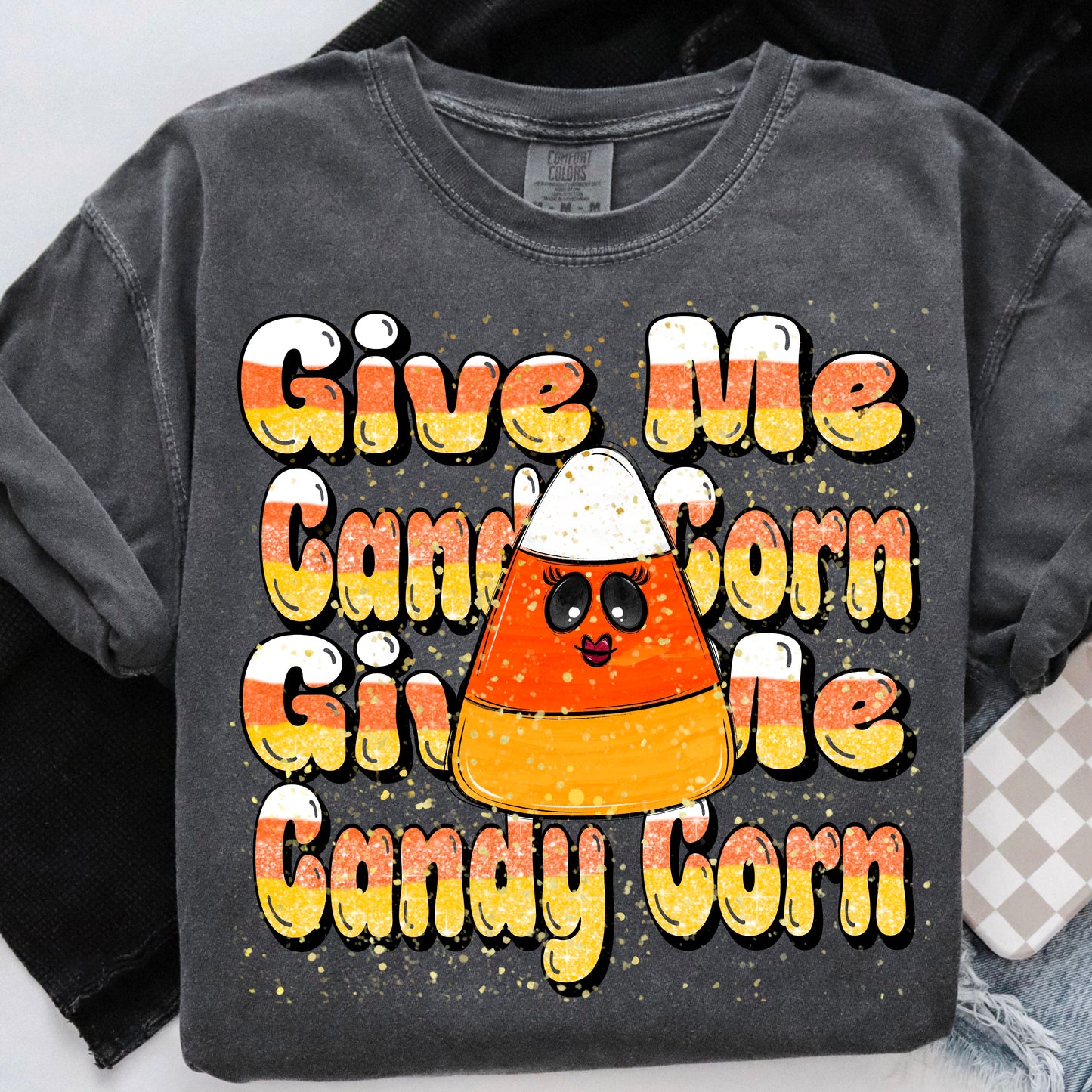 Candy Corn Glitter Halloween PNG