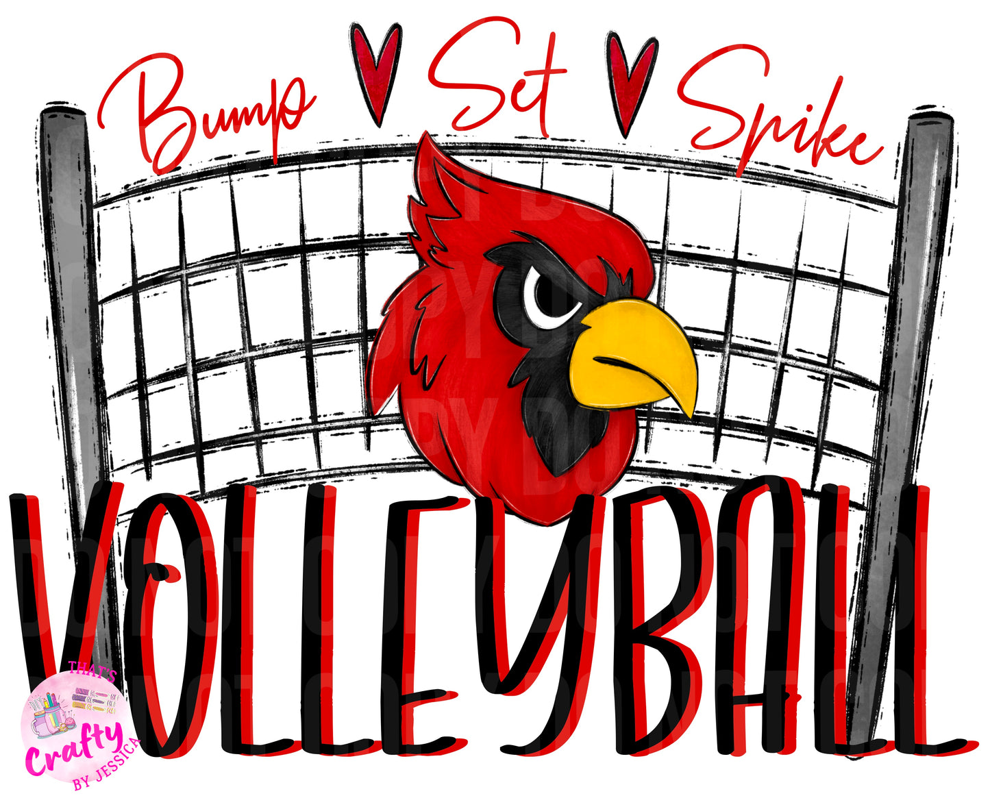 Volleyball Cardinals Red Black PNG