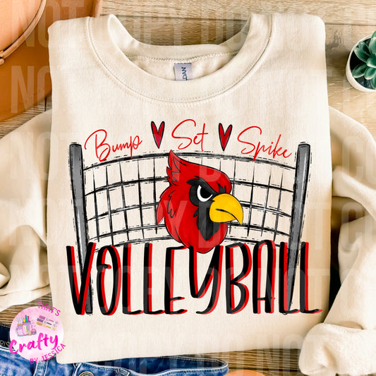 Volleyball Cardinals Red Black PNG