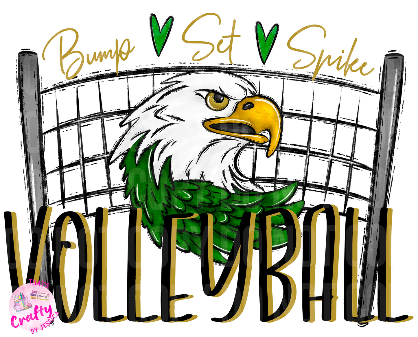 Volleyball Eagles Green Gold PNG