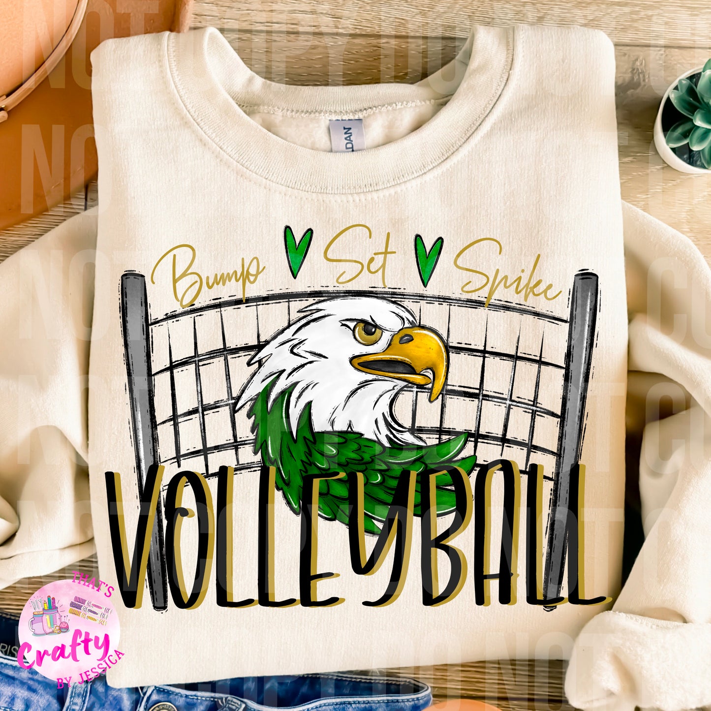 Volleyball Eagles Green Gold PNG