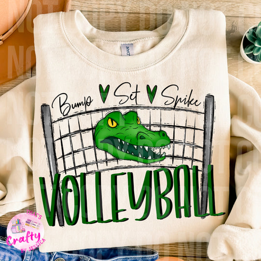 Volleyball Gator Green Black PNG