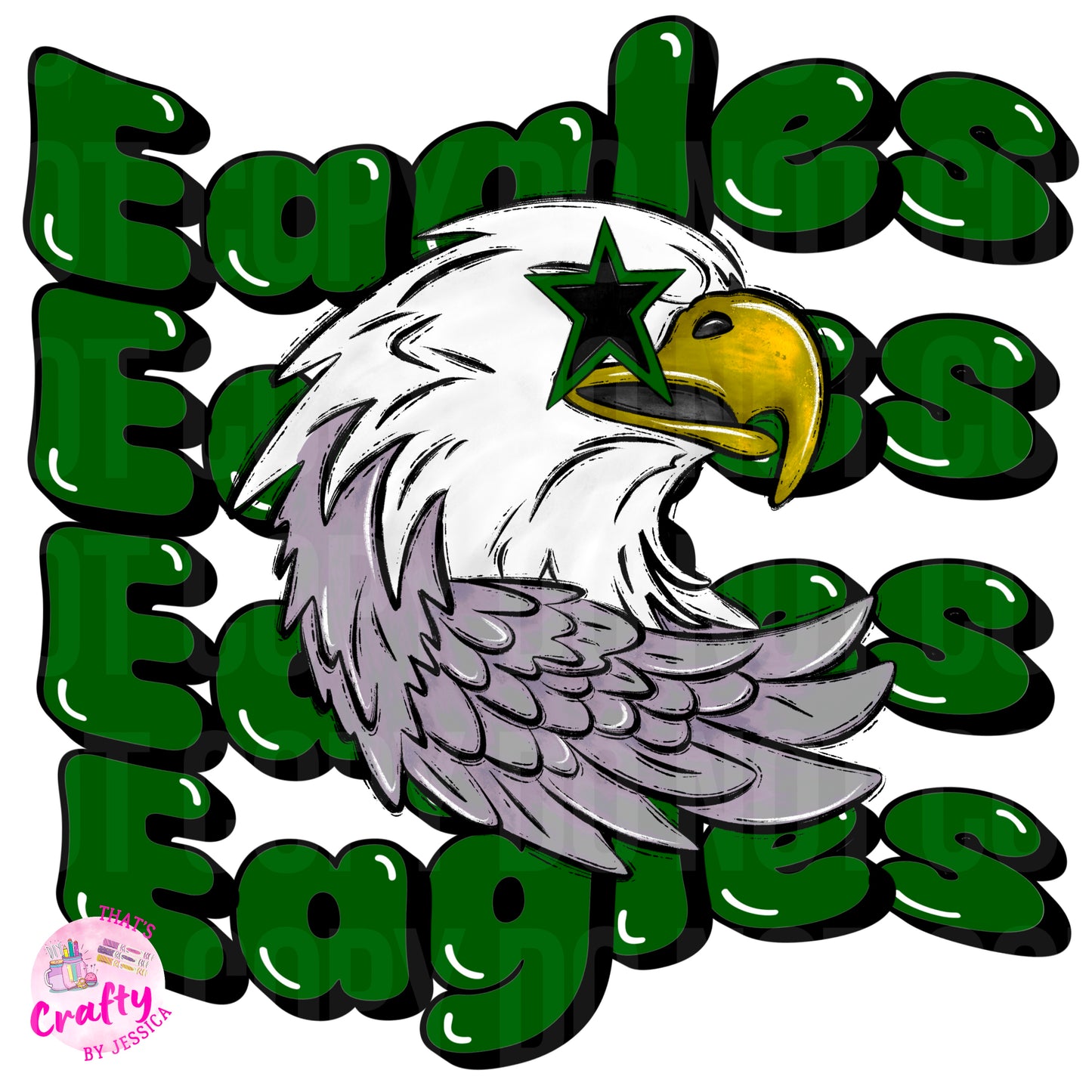 Wavy Eagles Green/Gold PNG