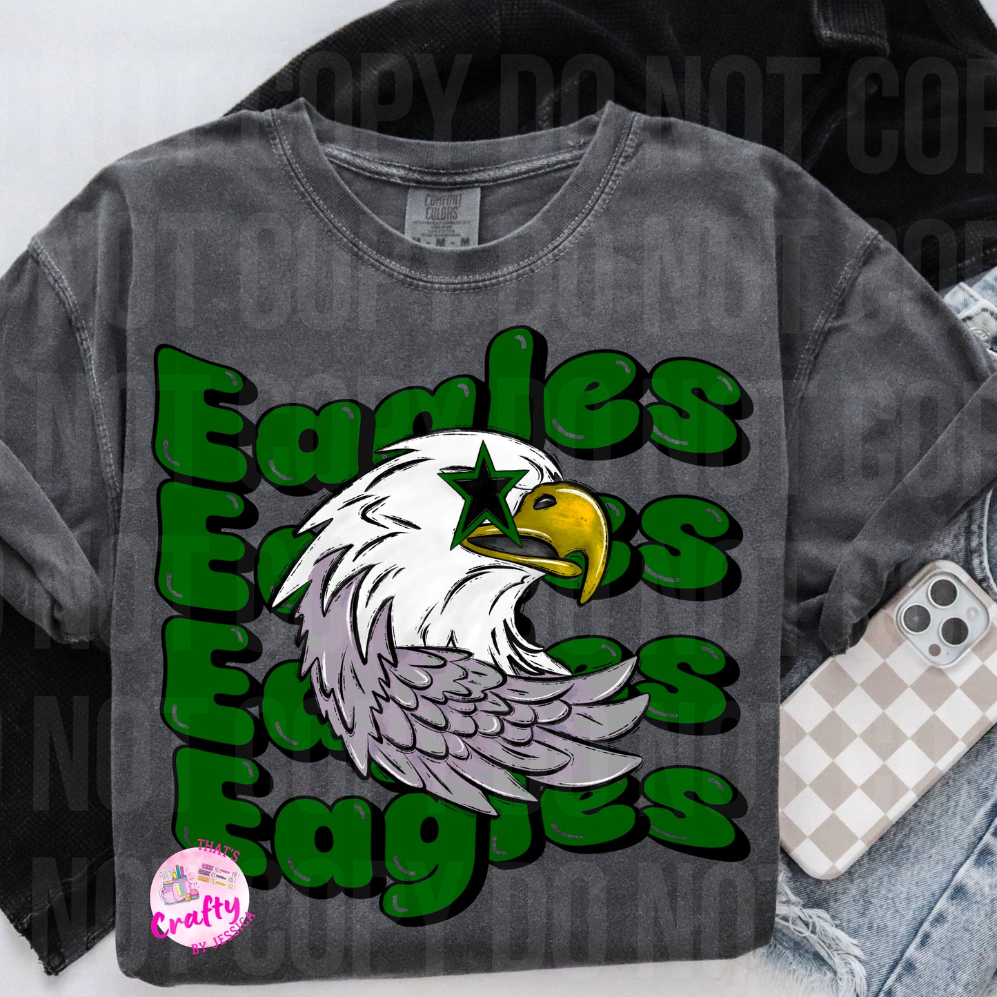 Wavy Eagles Green/Gold PNG