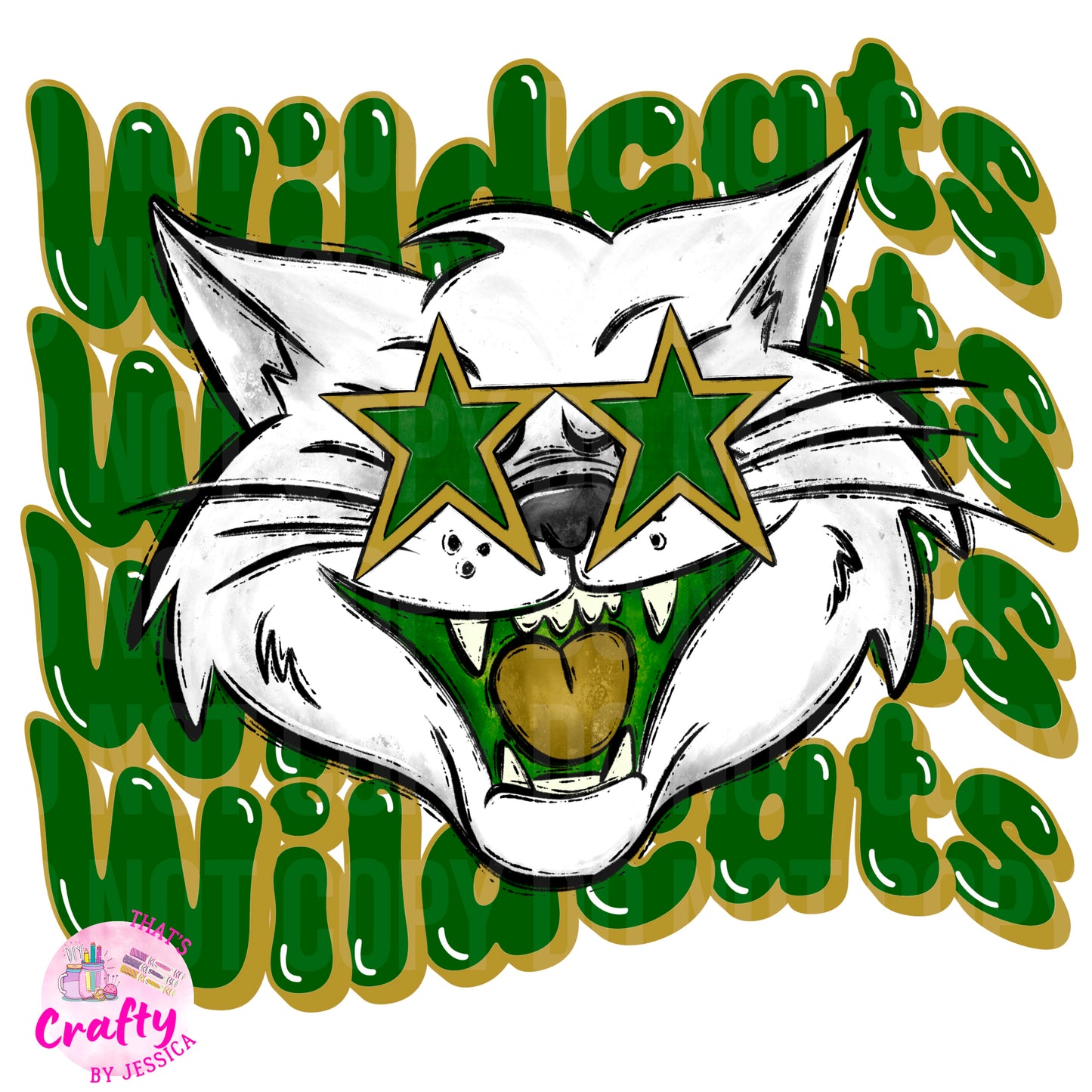 Wavy Wildcats Green/Gold PNG