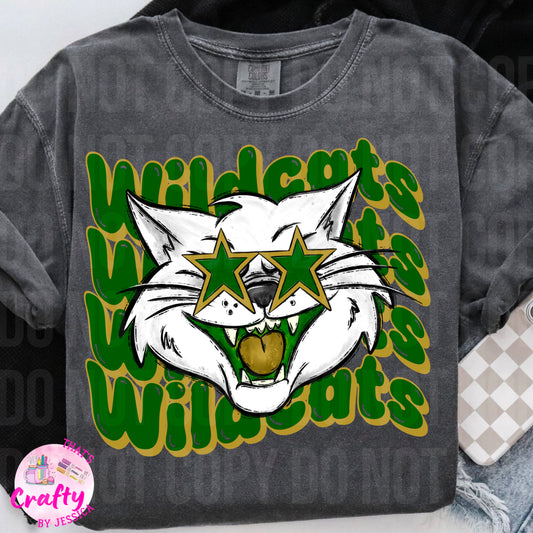 Wavy Wildcats Green/Gold PNG