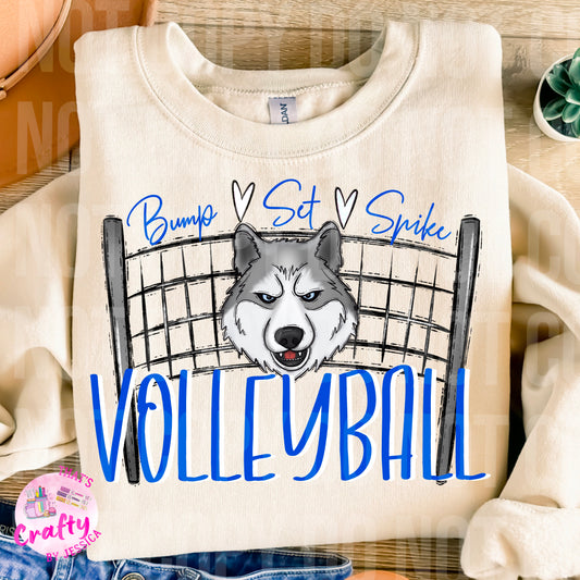 Volleyball Husky Blue White PNG
