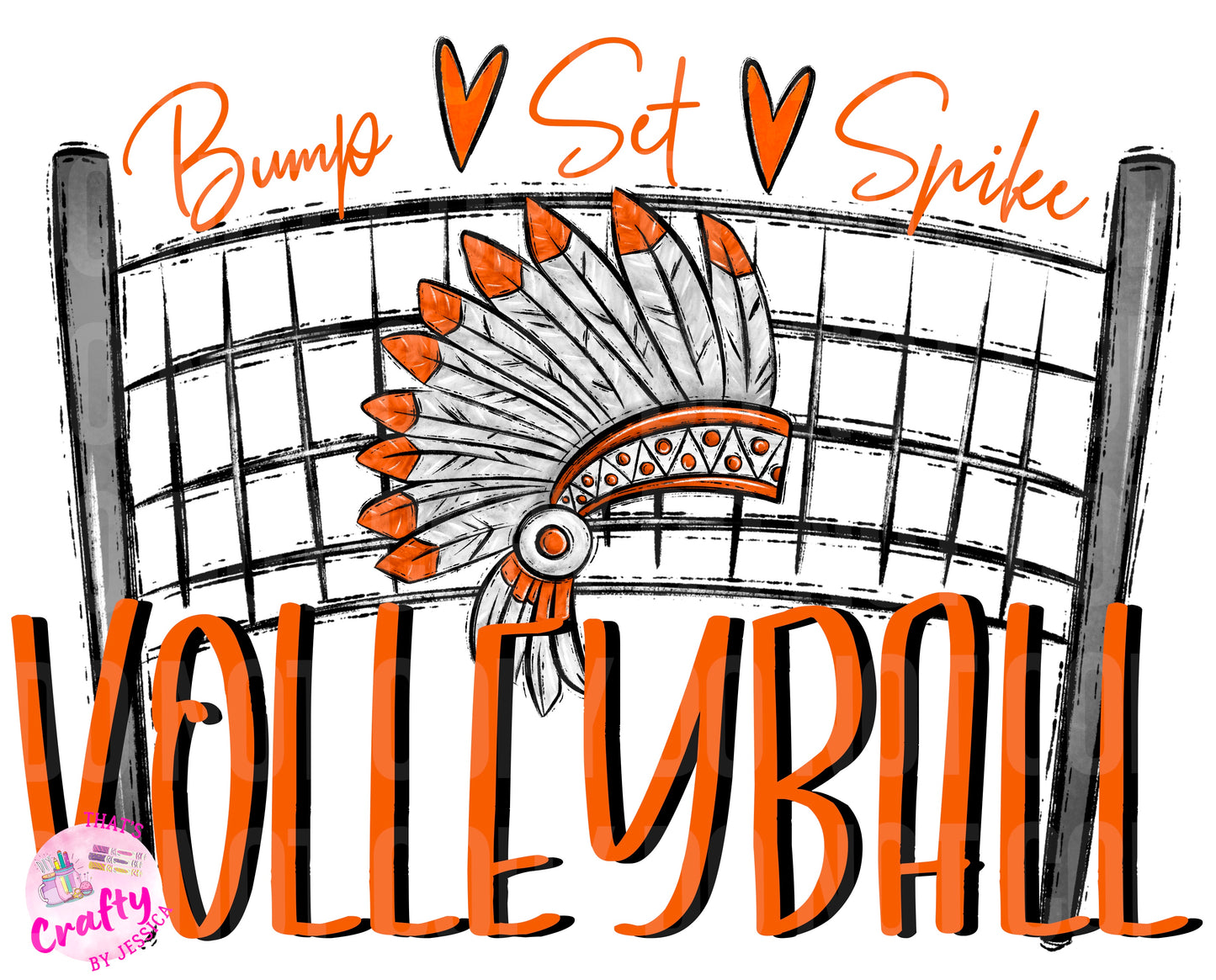 Volleyball Warriors Orange Black PNG