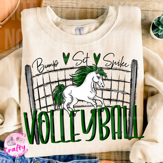 Volleyball Mustangs Green Black PNG