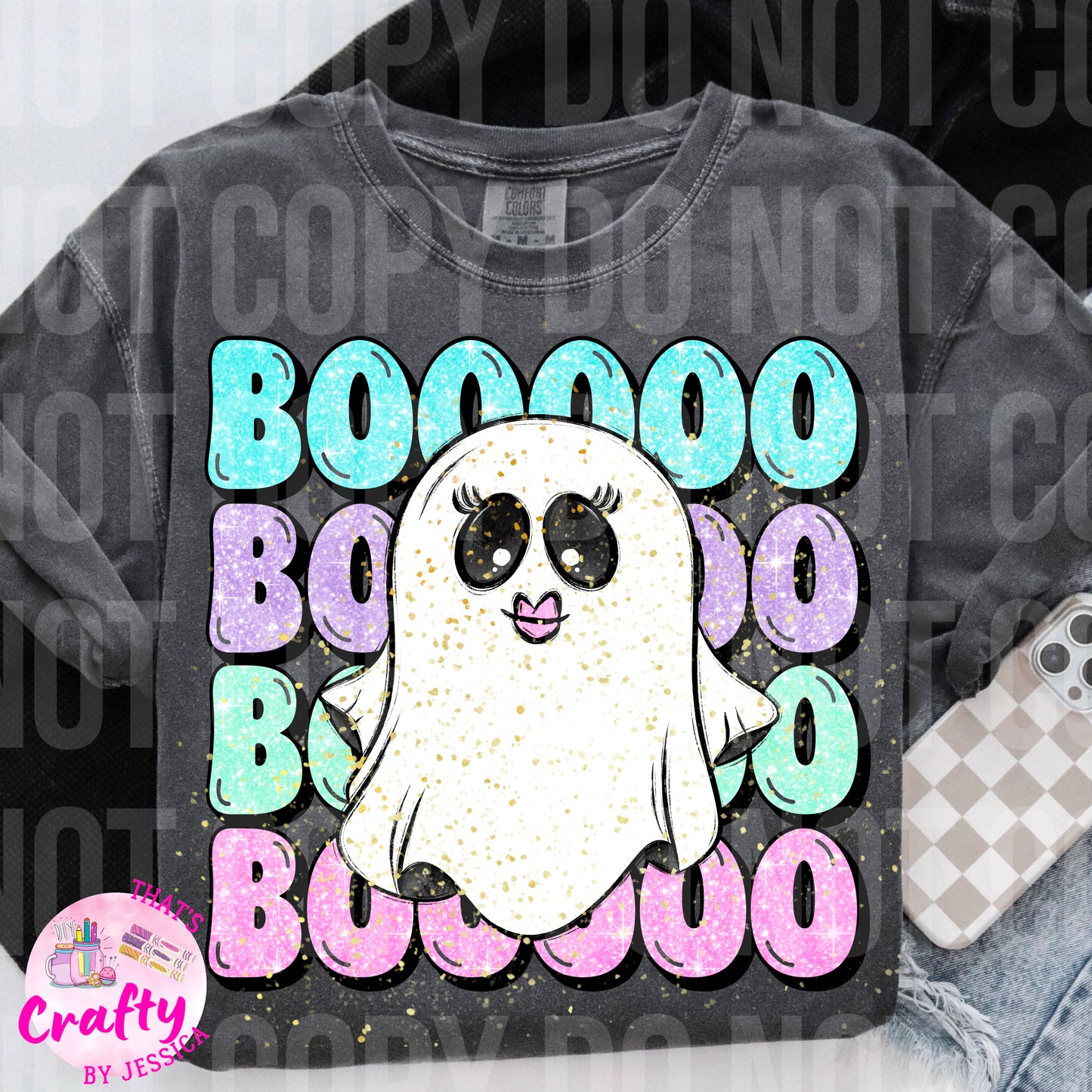 Preppy Boo Ghost Halloween PNG