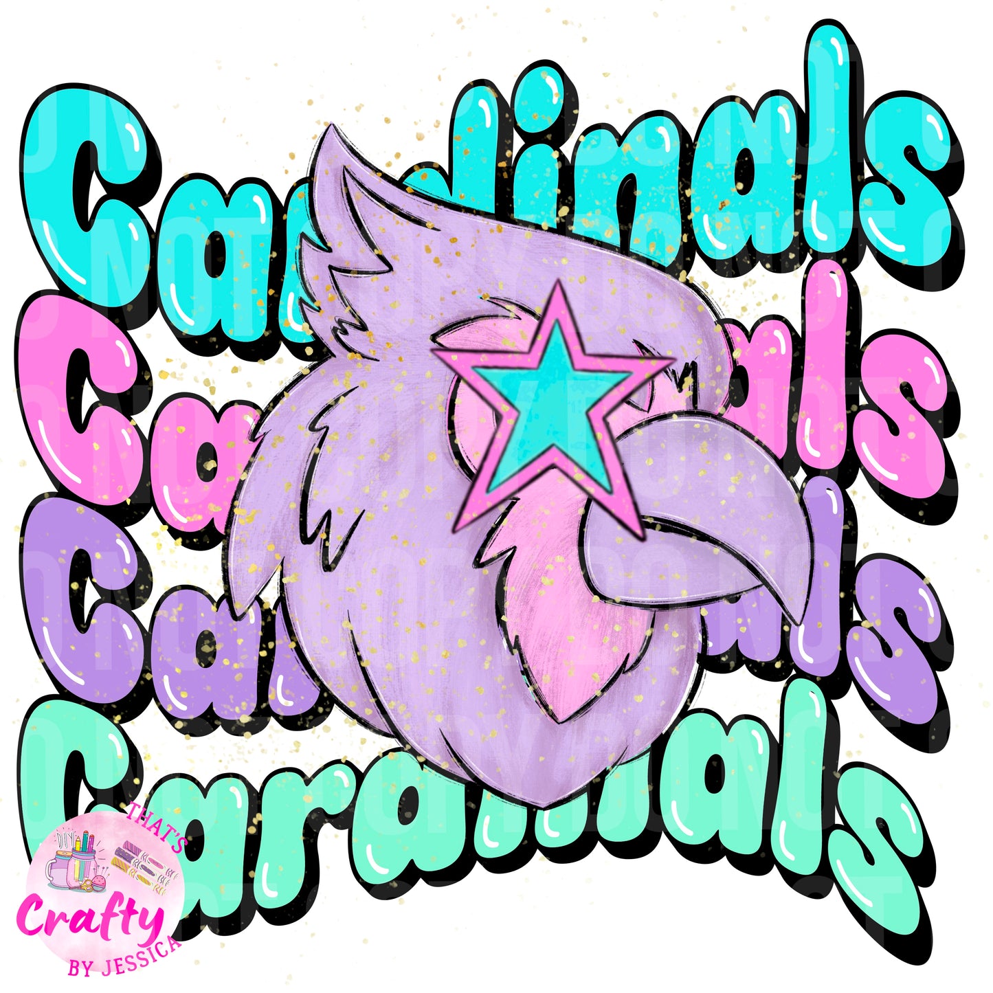 Preppy Wavy Cardinals PNG