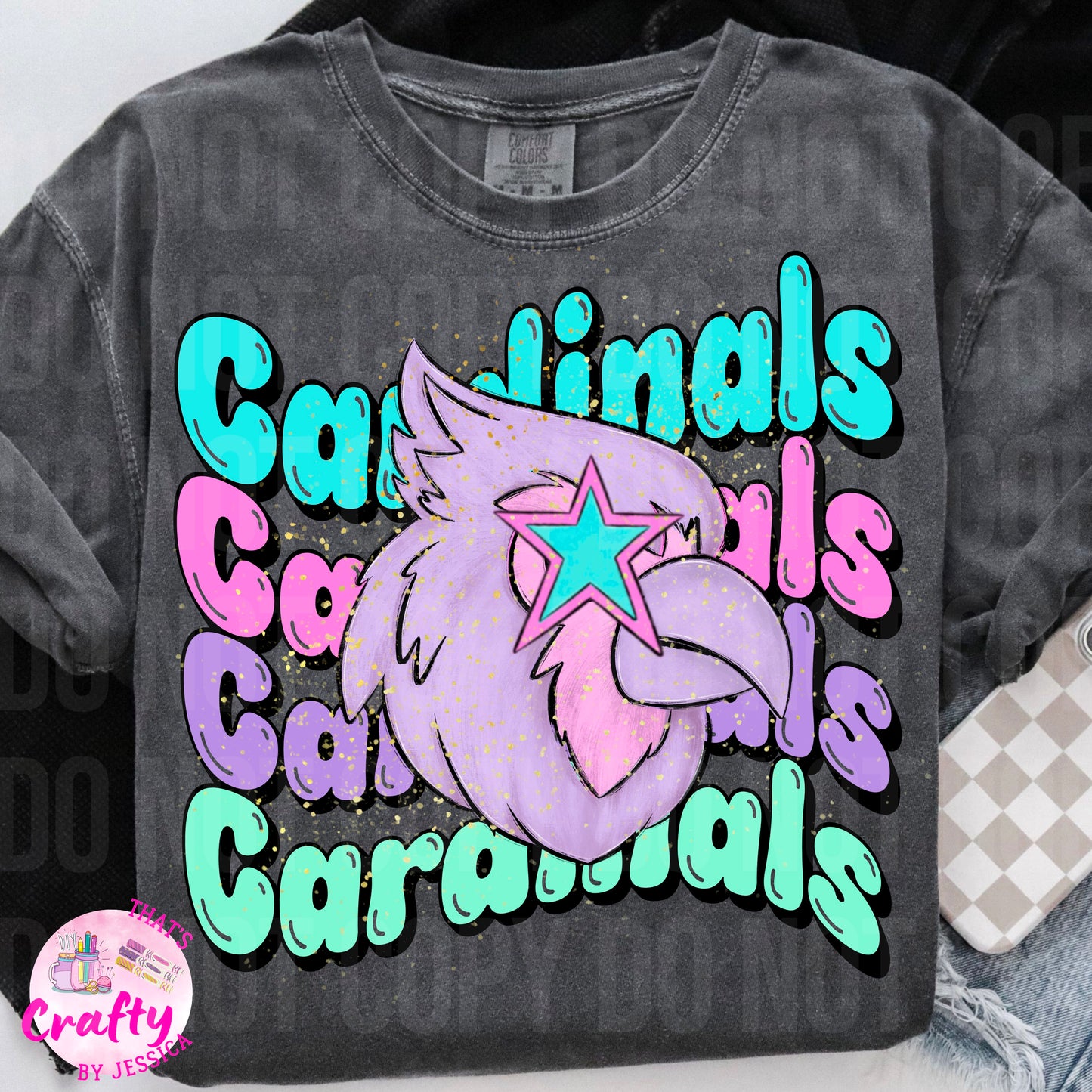 Preppy Wavy Cardinals PNG