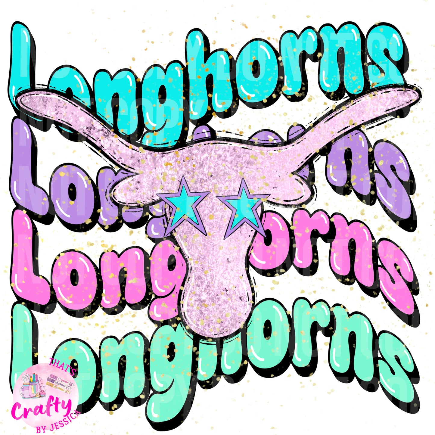 Preppy Wavy Longhorns PNG