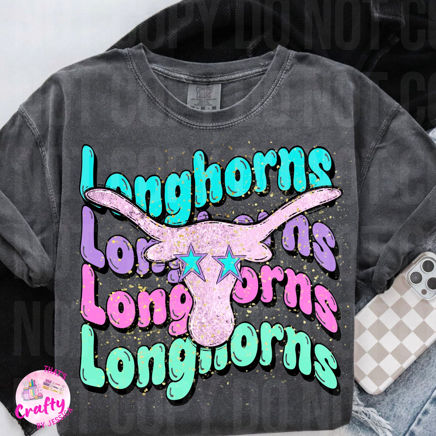 Preppy Wavy Longhorns PNG