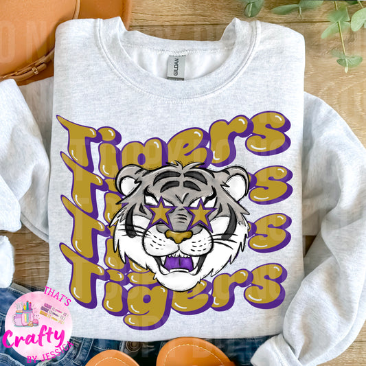 Wavy Tigers Purple/Gold PNG