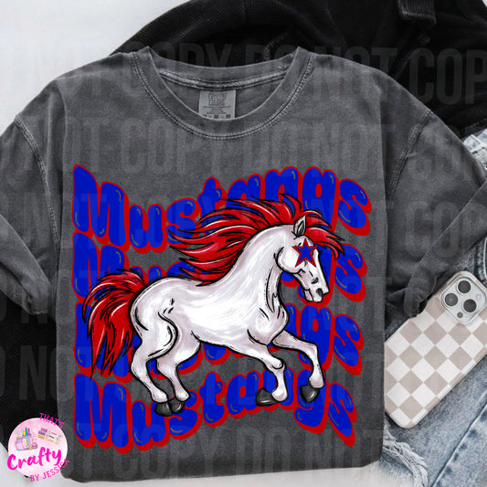 Wavy Mustangs Colts Broncos Red/Blue PNG