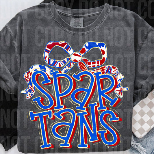 Spartans blue red bow name png