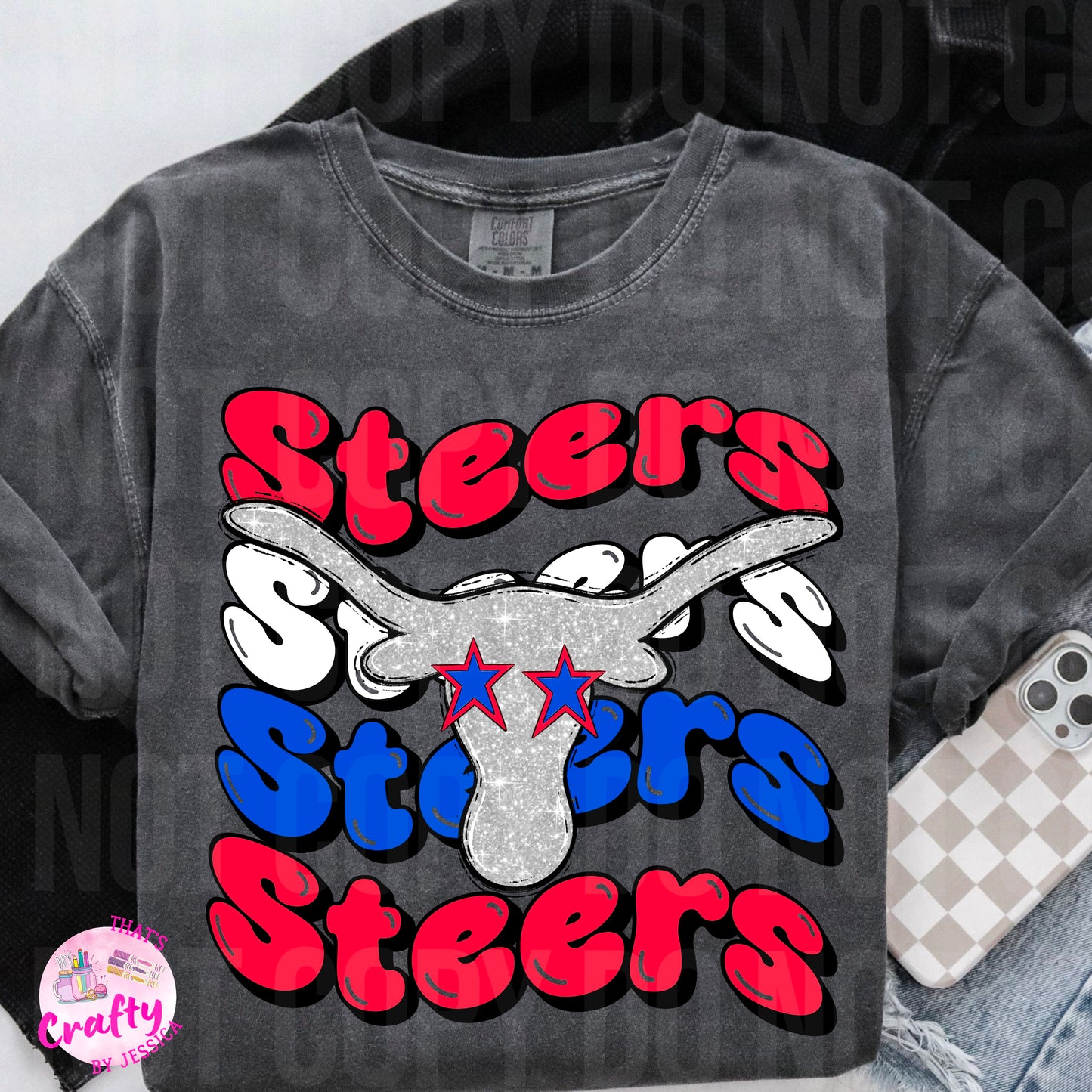 Wavy Steers Red/Blue PNG