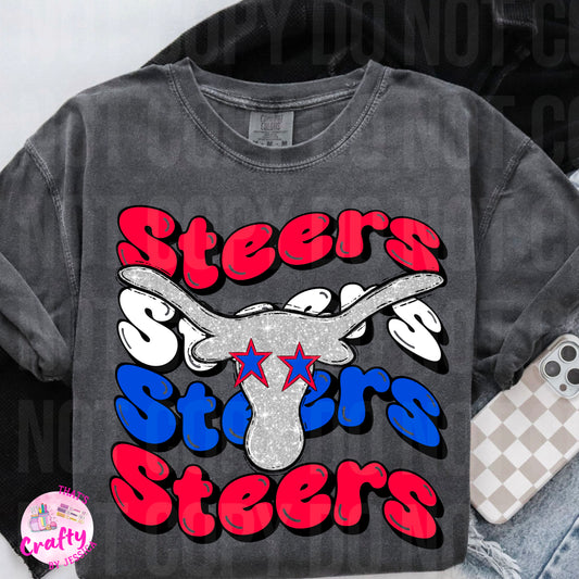 Wavy Steers Red/Blue PNG