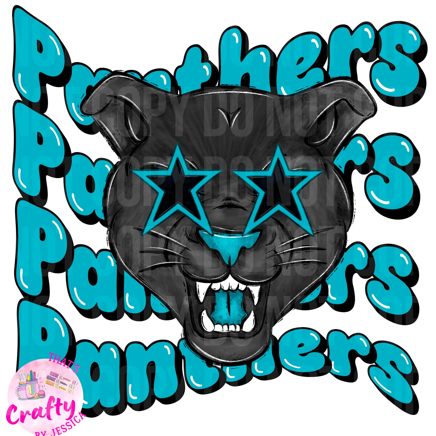 Wavy Panthers Teal/Black PNG