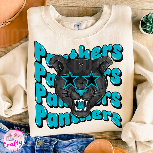 Wavy Panthers Teal/Black PNG