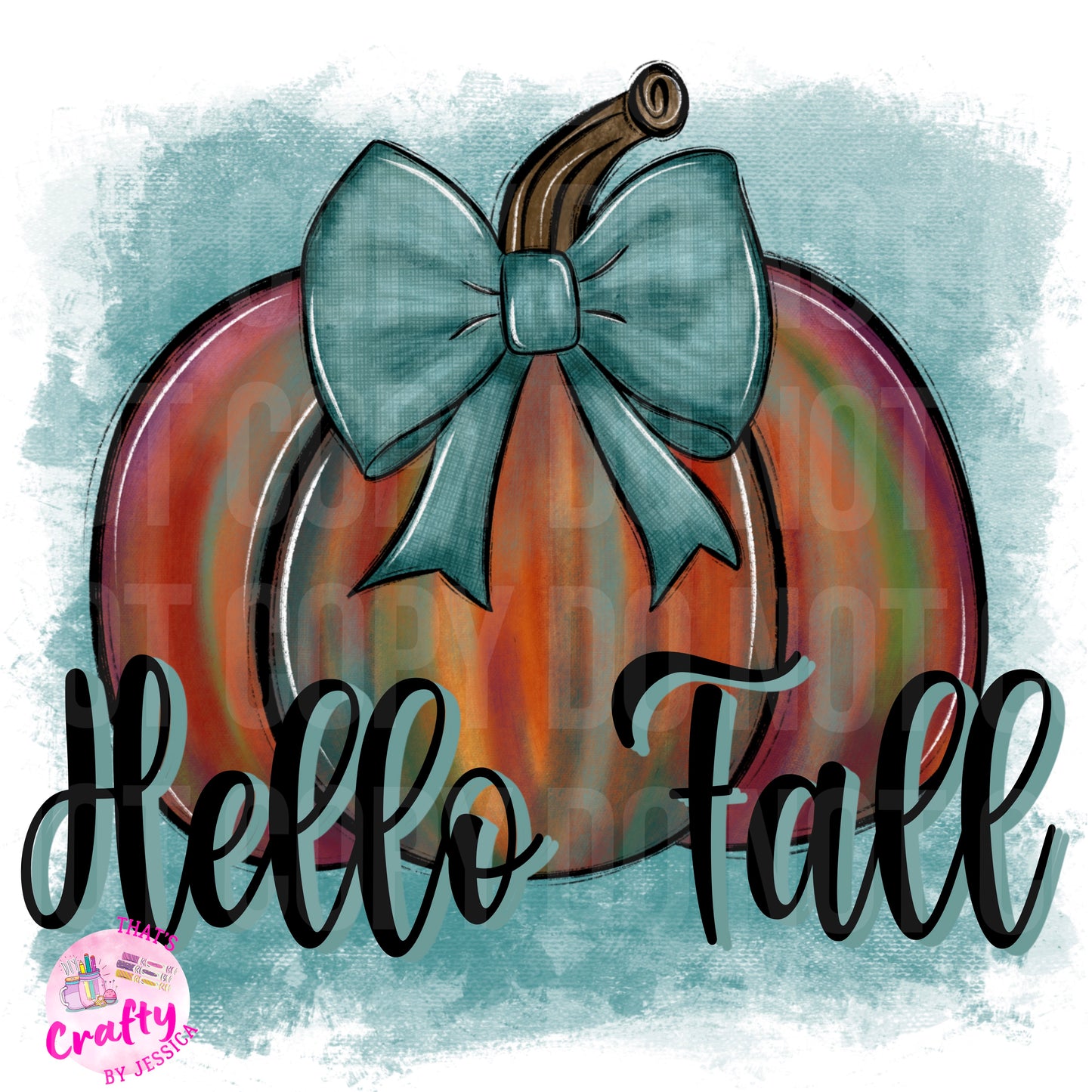 Teal Pumpkin Hello Fall PNG