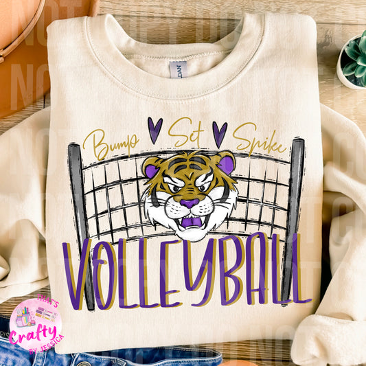 Volleyball Tigers Purple Gold PNG