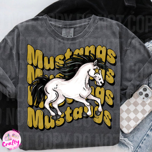 Wavy Mustangs Colts Broncos Gold/Black PNG