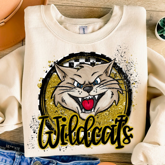 Checkered glitter mascots digital design